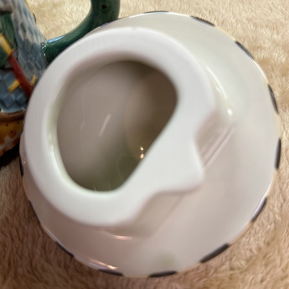 Sakura Debbie Mumm Ceramic Birdhouses Picket Fence Teapot With Blackbird on Lid - Picture 6 of 15